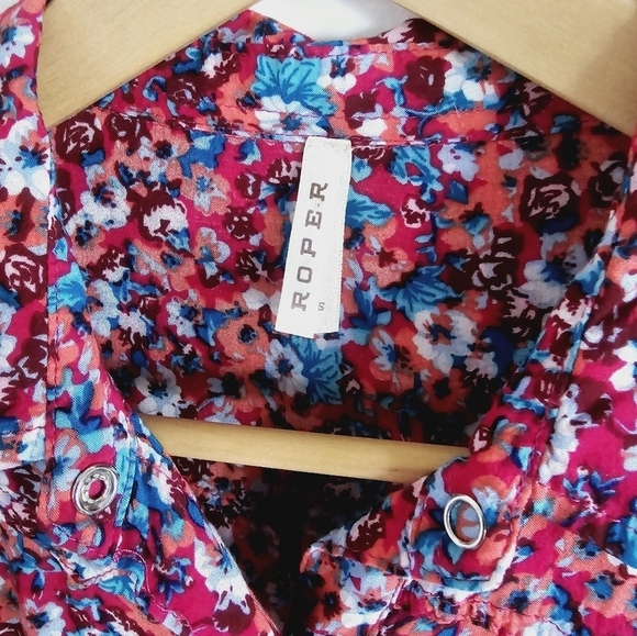 Roper Duster Crochet Ditzy Floral Print Button Up Cardigan Women's Size S - Picture 2 of 6